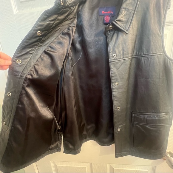 Denim & Co Black Leather Mens Vest Size Large Motorcycle Classic Vest - Picture 6 of 8